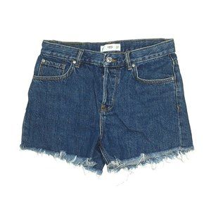 MNG High Rise Button Fly Dark Wash Denim Shorts